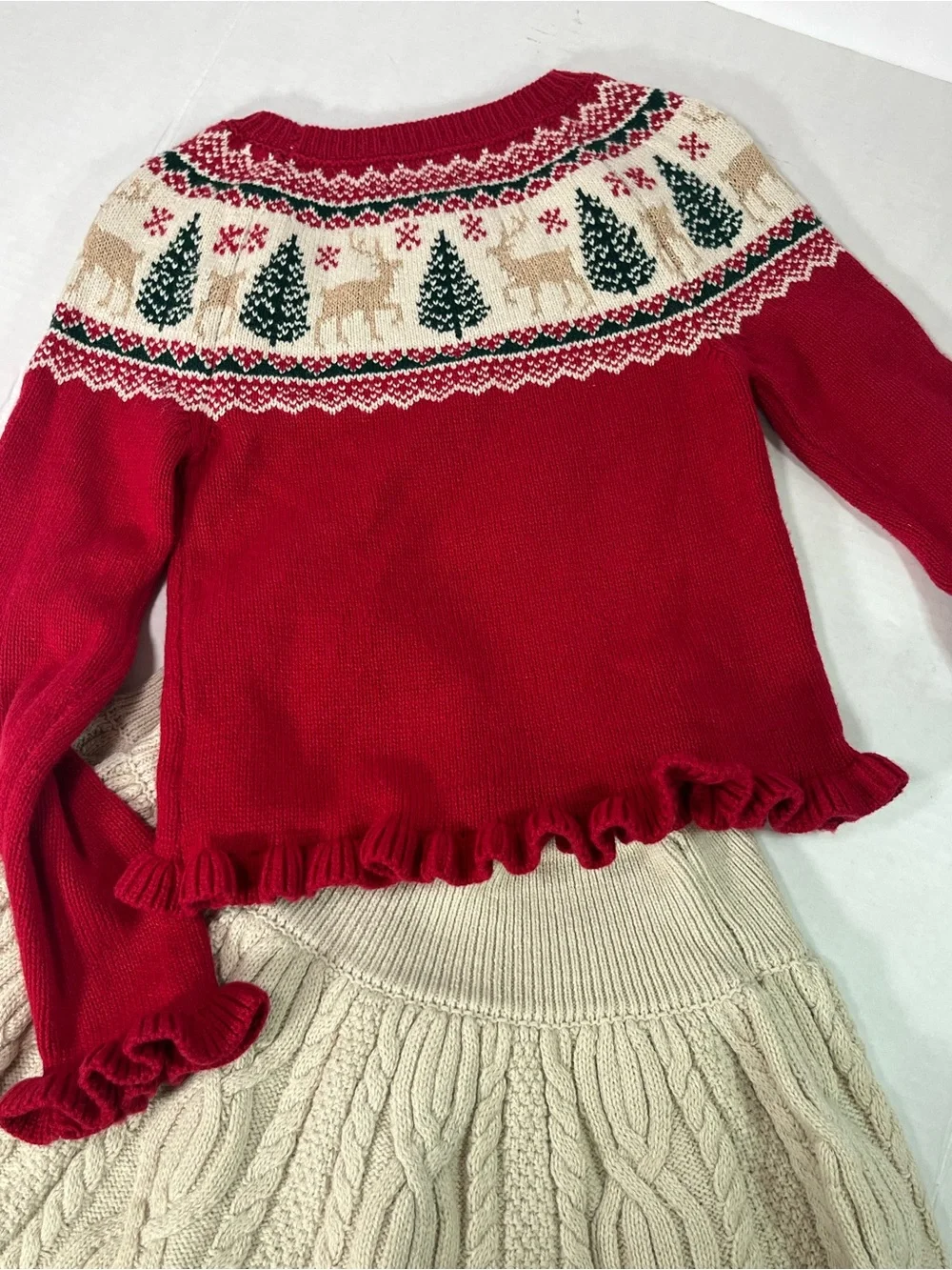 Tahari Red and Cream Kids Holiday Sweater Set